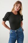 Dorothy Perkins Rib Puff Sleeve Fitted Top thumbnail 1