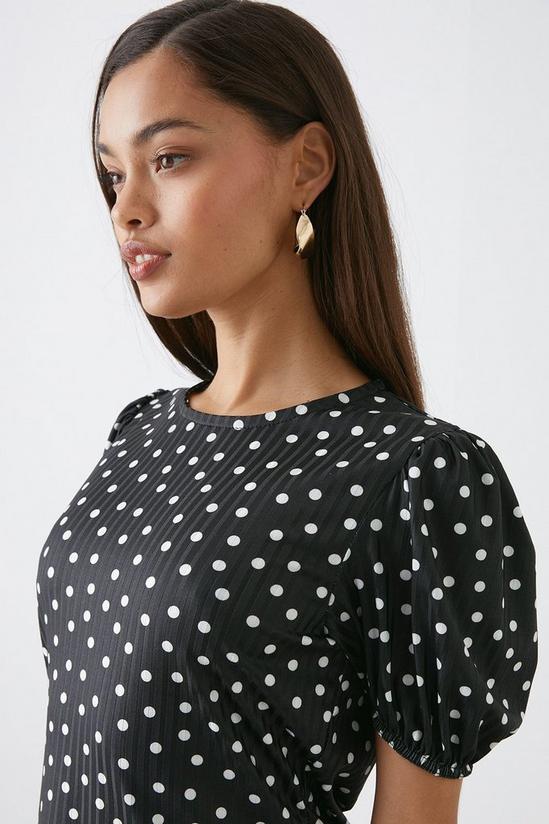 Dorothy Perkins Petite Rib Puff Sleeve Fitted Top 2