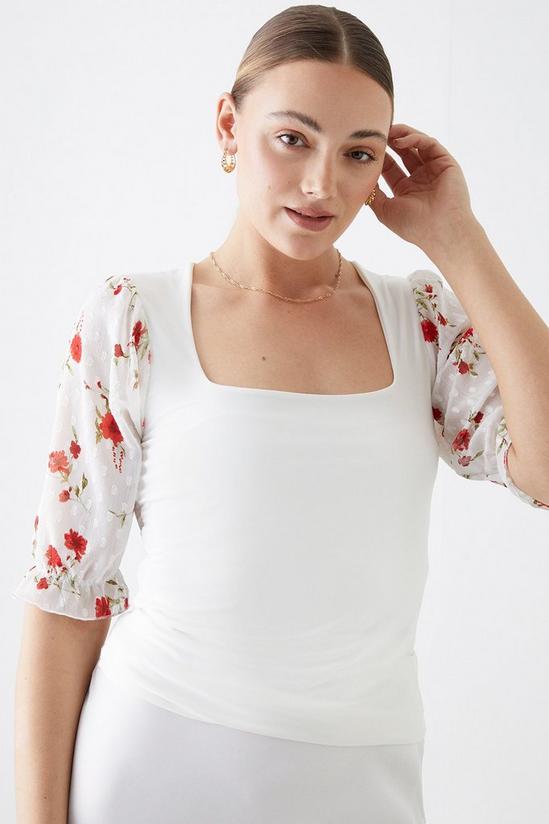 Dorothy Perkins Tall Floral Embroidered Sleeve Top 1
