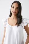 Dorothy Perkins Broderie Frill Sleeve Top thumbnail 1