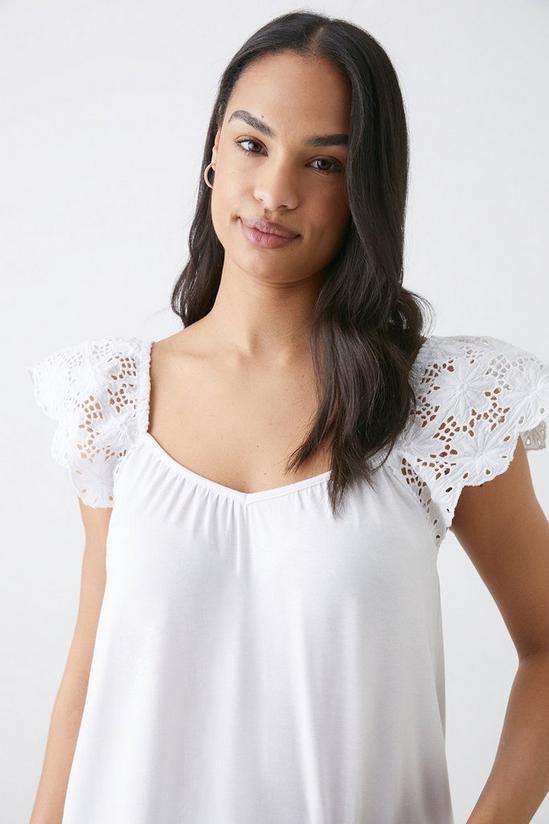 Dorothy Perkins Broderie Frill Sleeve Top 1