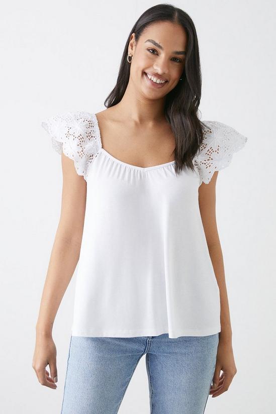 Dorothy Perkins Broderie Frill Sleeve Top 2