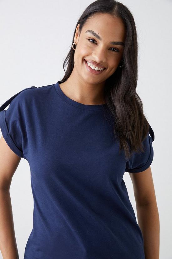 Dorothy Perkins Button Shoulder Roll Sleeve T-Shirt 2