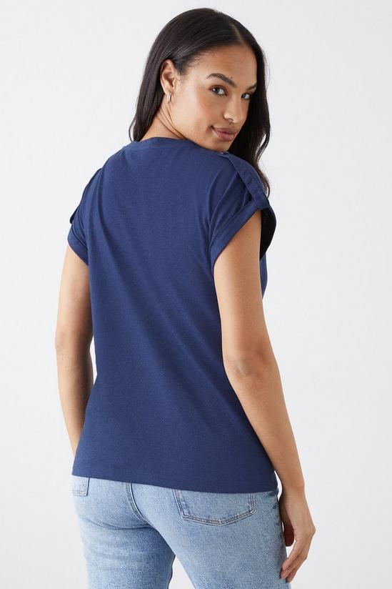 Dorothy Perkins Button Shoulder Roll Sleeve T-Shirt 3
