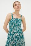 Dorothy Perkins Green Paisley Print Shirred Strappy Midi Dress thumbnail 3