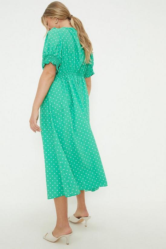 Dorothy Perkins Curve Green Spot Button Front Midi Dress 3