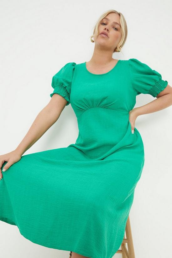 Dorothy Perkins Curve Green Shirred Cuff Midi Dress 2
