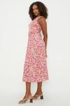 Dorothy Perkins Tall Pink Floral Twist Waist Detail Sleeveless Midi Dress thumbnail 1
