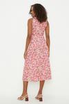 Dorothy Perkins Tall Pink Floral Twist Waist Detail Sleeveless Midi Dress thumbnail 3