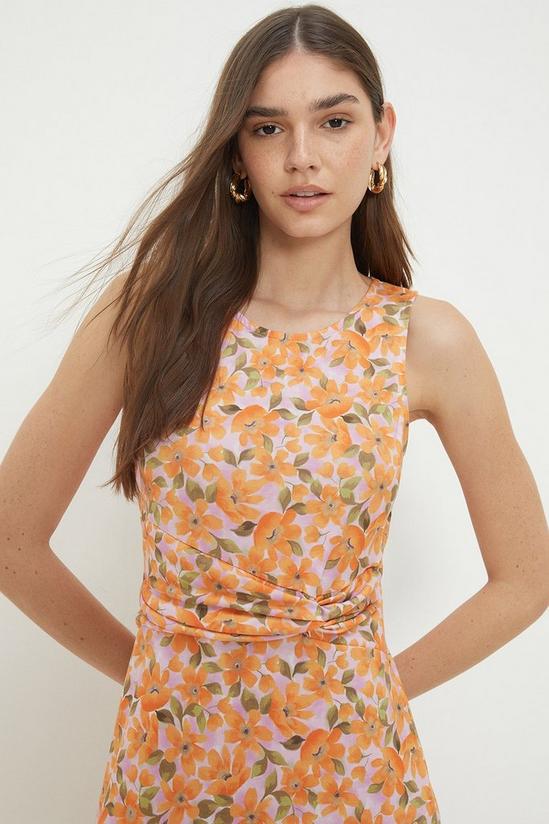 Dorothy Perkins Orange Floral Twist Detail Sleeveless Midi Dress 2
