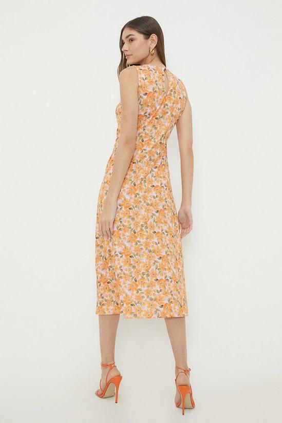 Dorothy Perkins Orange Floral Twist Detail Sleeveless Midi Dress 3