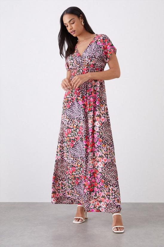 Dorothy Perkins Multi Floral Print V Neck Maxi Dress 1