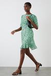 Dorothy Perkins Tall Green Print Flutter Sleeve Mini Dress thumbnail 1