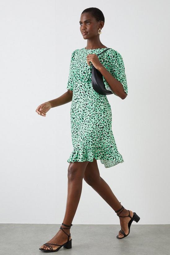 Dorothy Perkins Tall Green Print Flutter Sleeve Mini Dress 1