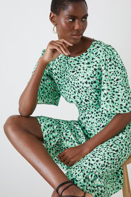 Dorothy Perkins Tall Green Print Flutter Sleeve Mini Dress 2
