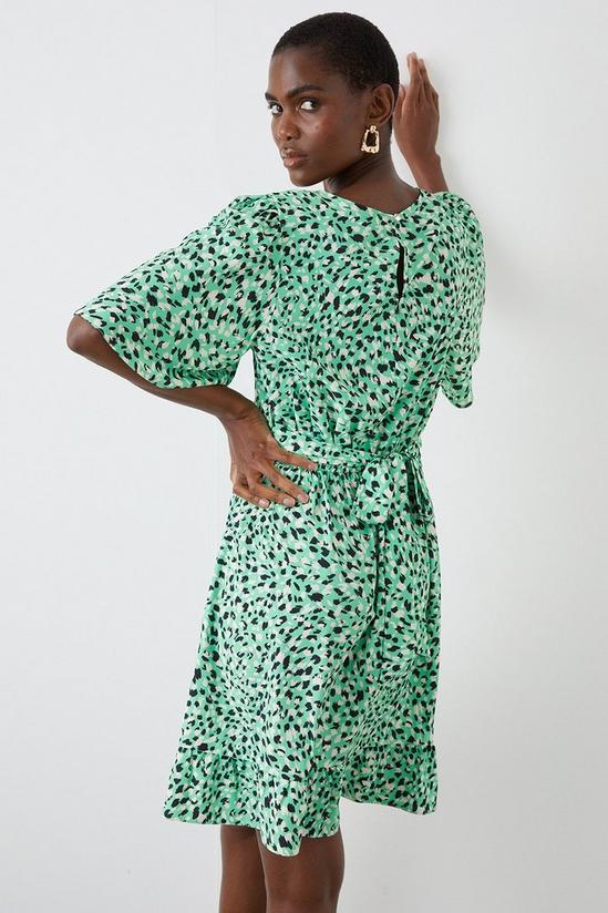 Dorothy Perkins Tall Green Print Flutter Sleeve Mini Dress 3