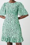 Dorothy Perkins Tall Green Print Flutter Sleeve Mini Dress thumbnail 4