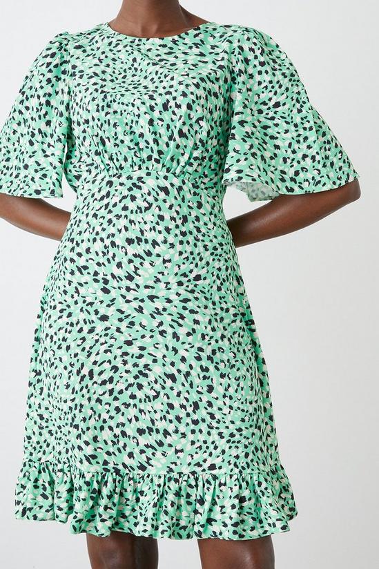 Dorothy Perkins Tall Green Print Flutter Sleeve Mini Dress 4