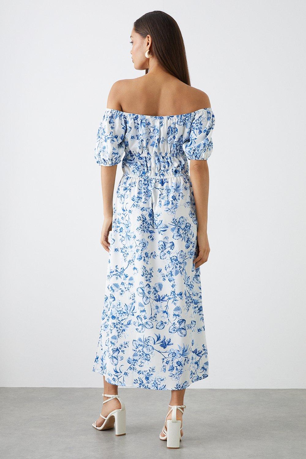 Oasis floral hotsell bardot midi dress