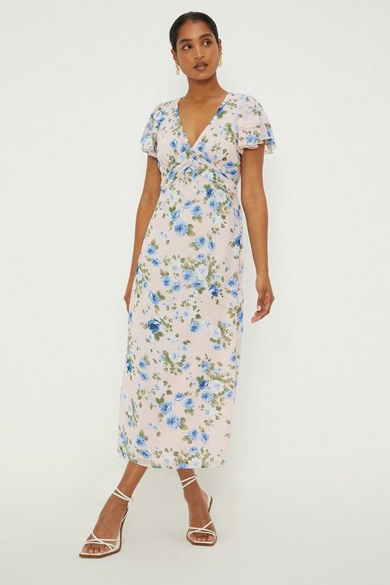 Dorothy Perkins Ivory Ditsy Floral Ruffle Sleeve Midi Dress 4