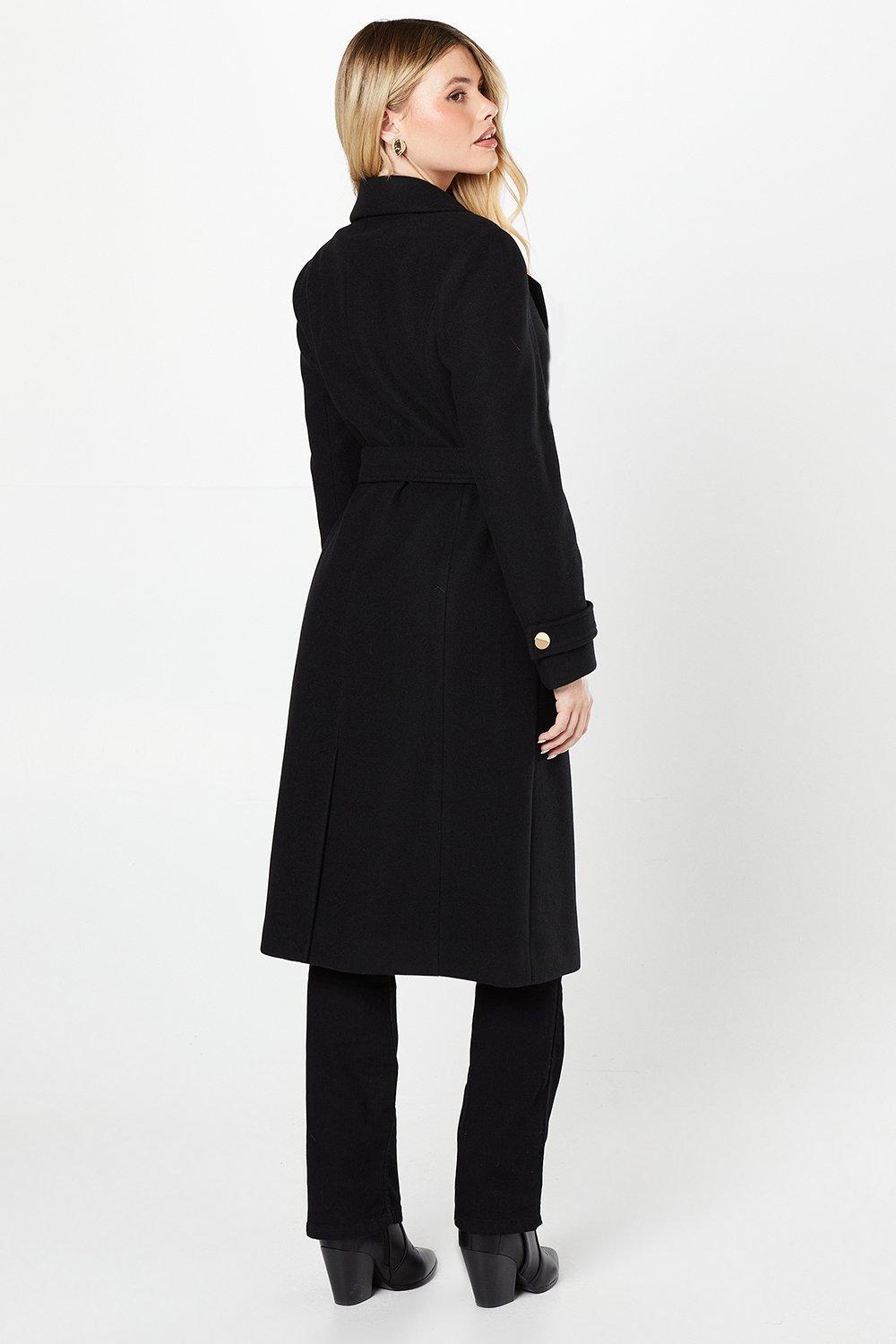 Dorothy perkins black belted coat sale