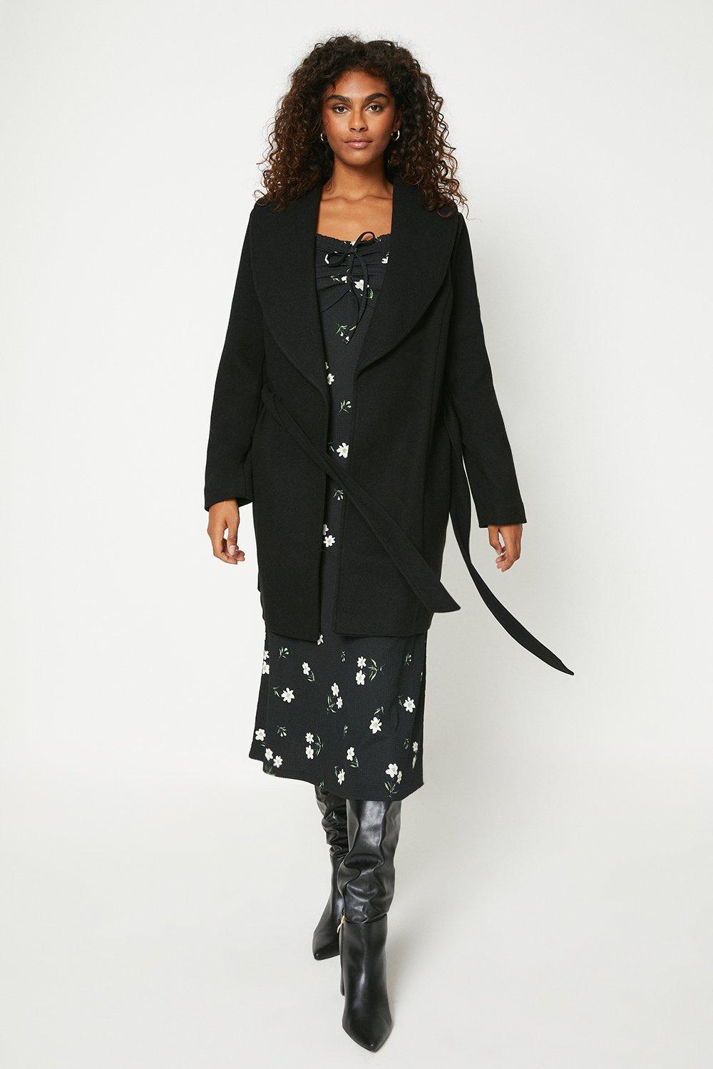 Short black sales wrap coat