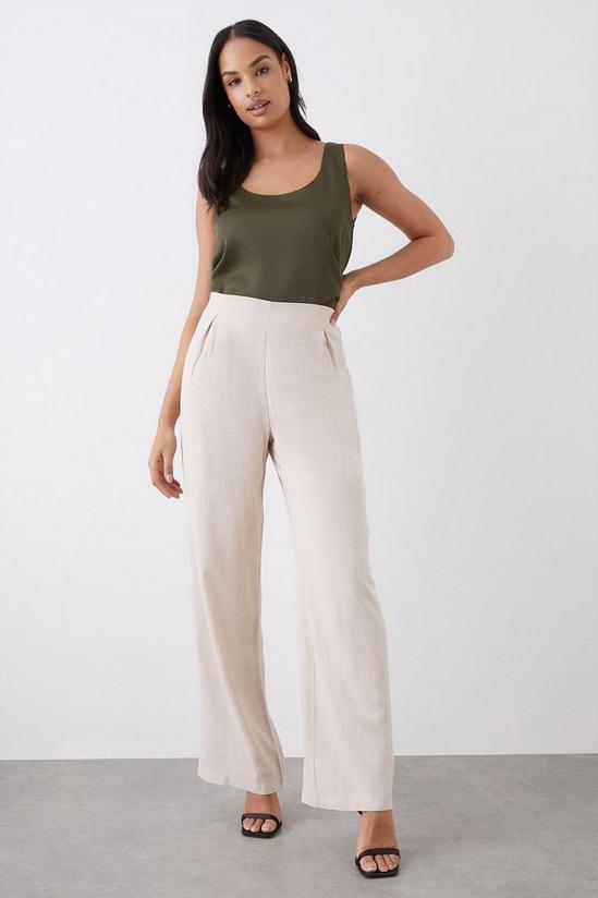 Dorothy Perkins Pull On Linen Look Wide Leg Trousers 1