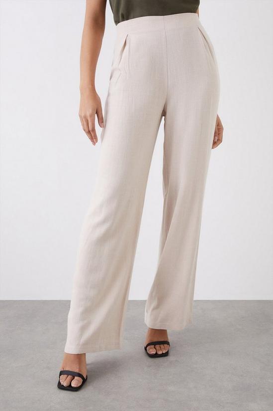 Dorothy Perkins Pull On Linen Look Wide Leg Trousers 2