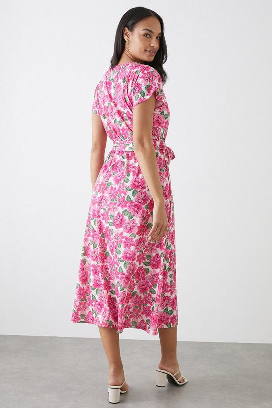Dorothy Perkins Pink Floral Belted Midi Dress 3