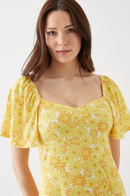 Dorothy Perkins Yellow Daisy Flutter Sleeve Midi Dress 2