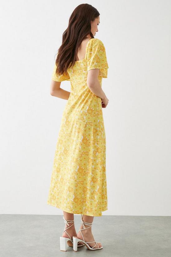 Dorothy Perkins Yellow Daisy Flutter Sleeve Midi Dress 3