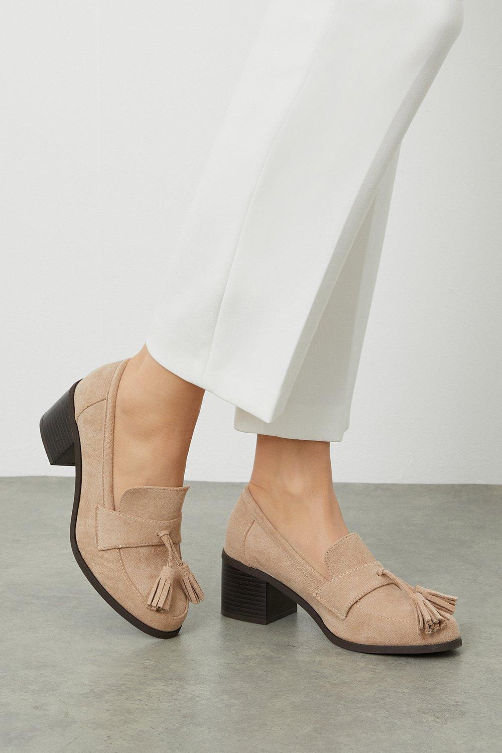 Stacked heel loafers outlet womens