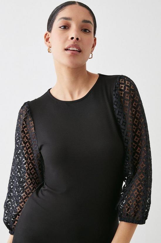 Dorothy Perkins Contrast Lace Sleeve Top 1