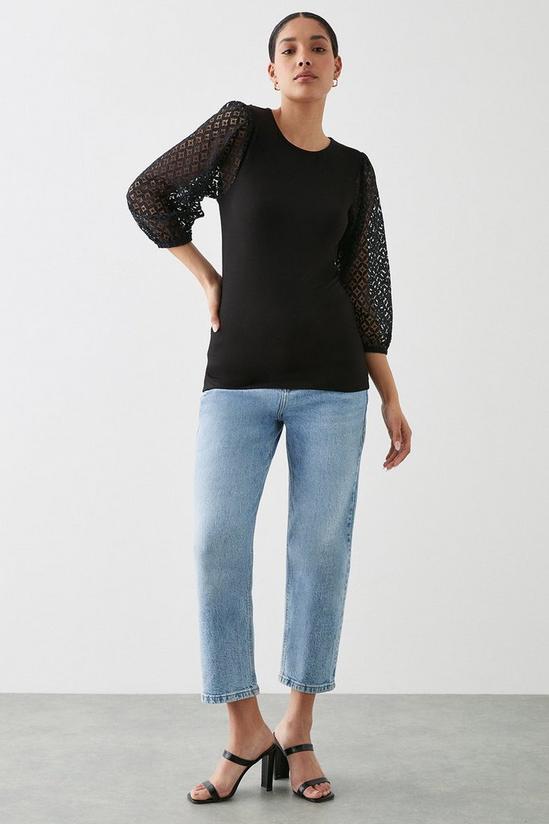 Dorothy Perkins Contrast Lace Sleeve Top 2