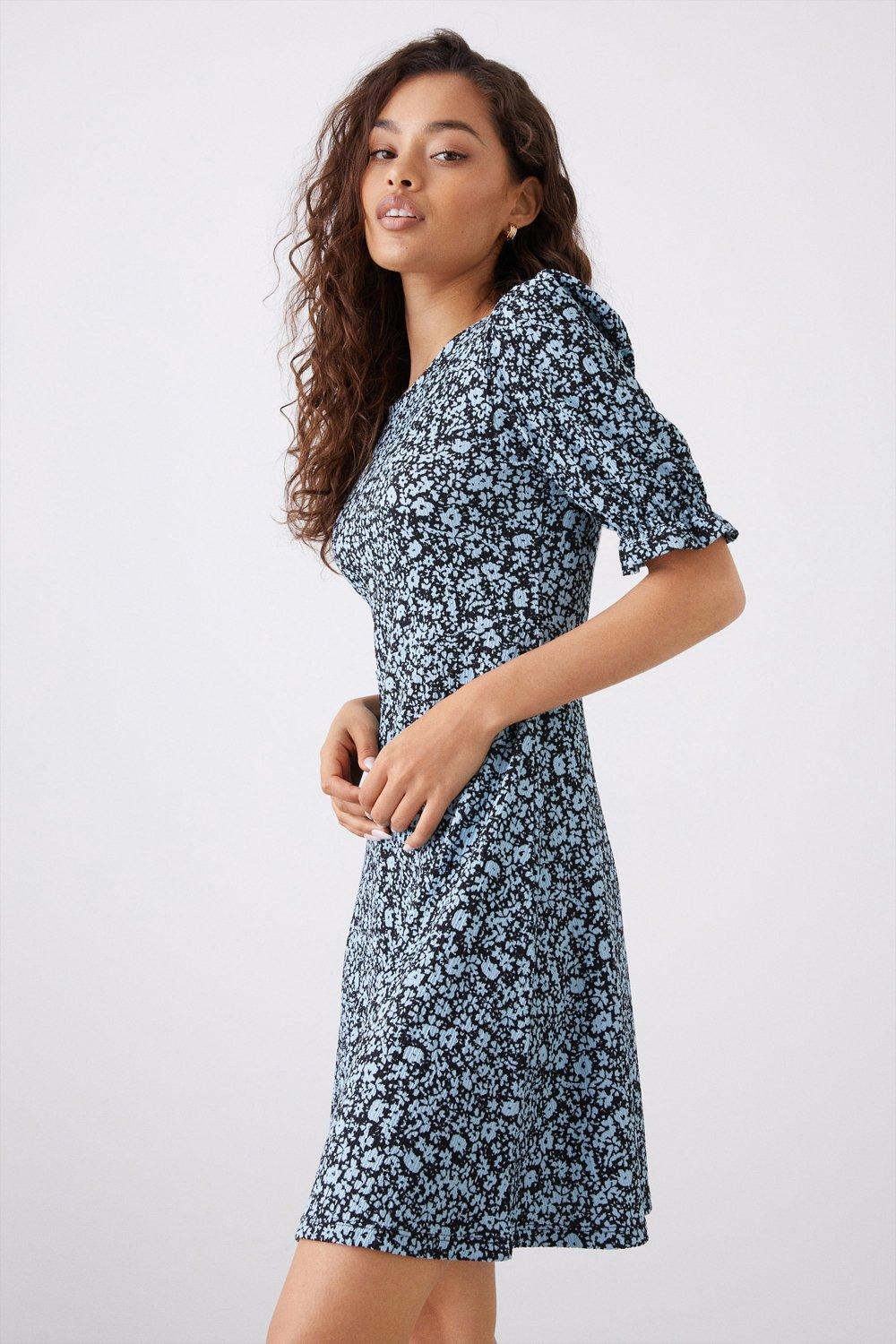 Dresses Petite Blue Floral Mini Dress Dorothy Perkins