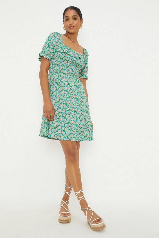 Dorothy Perkins Multi Floral Shirred Waist Ruffle Mini Dress 1