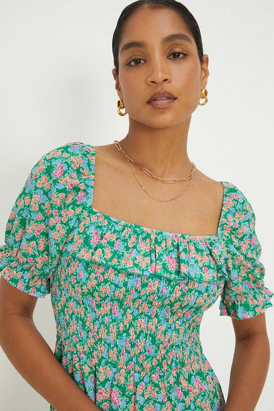 Dorothy Perkins Multi Floral Shirred Waist Ruffle Mini Dress 2