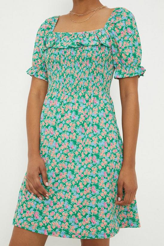 Dorothy Perkins Multi Floral Shirred Waist Ruffle Mini Dress 4