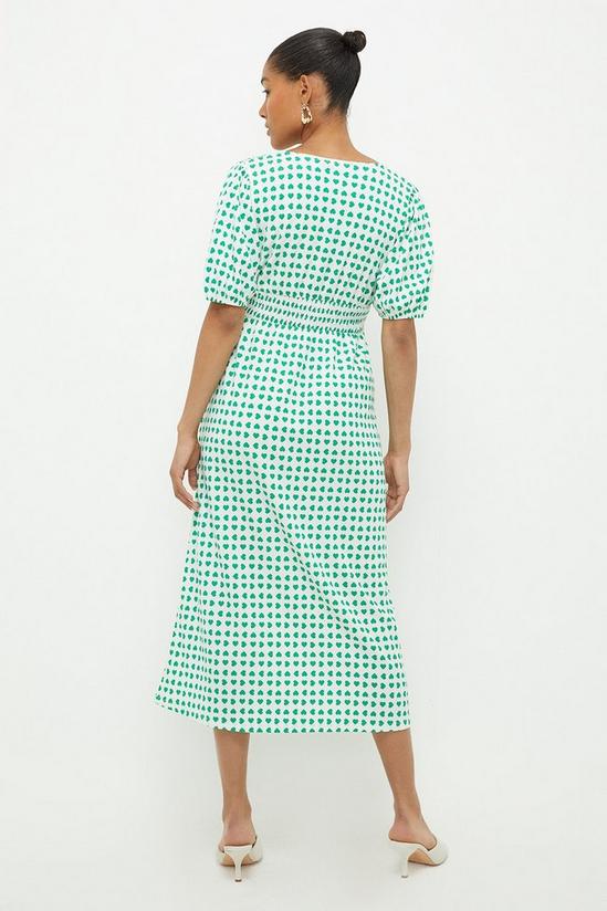 Dorothy Perkins Green Heart Shirred Waist Midi Dress 3