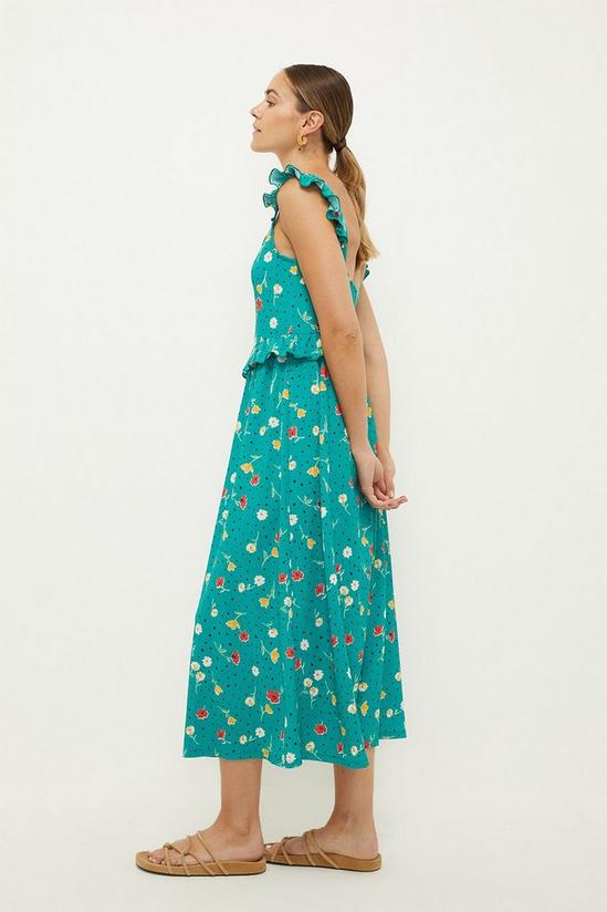 Dorothy Perkins Green Floral Ruffle Strap Midi Dress 1