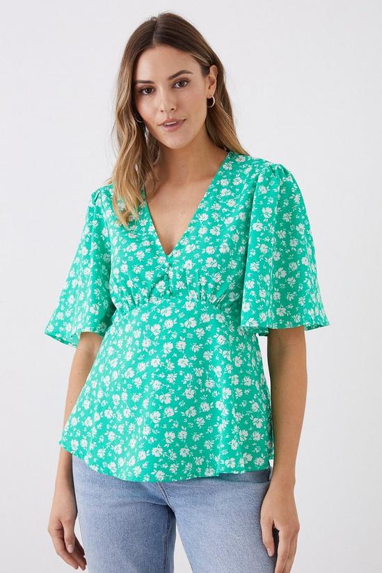 Dorothy Perkins Green Ditsy Button Front Tea Blouse 1