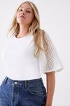 Dorothy Perkins Curve White Broderie Sleeve T-shirt thumbnail 2