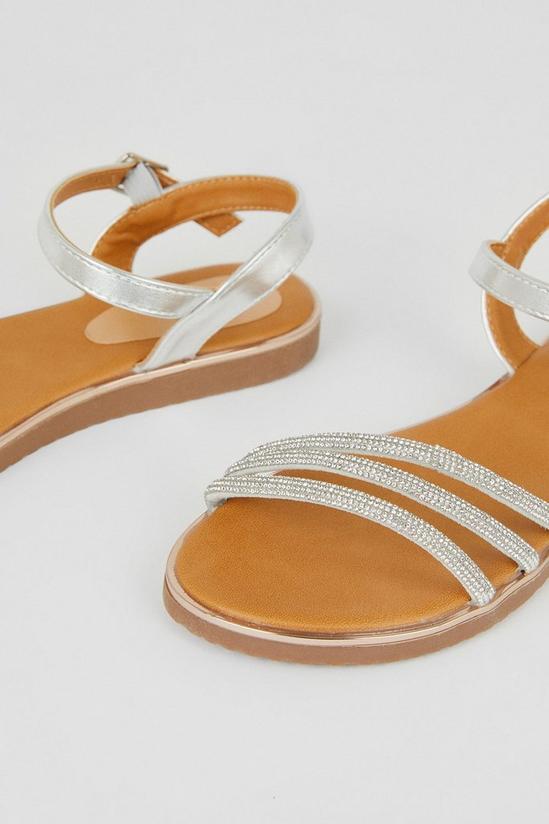 Dorothy Perkins Fern Triple Strap Sparkly Flat Sandals 4