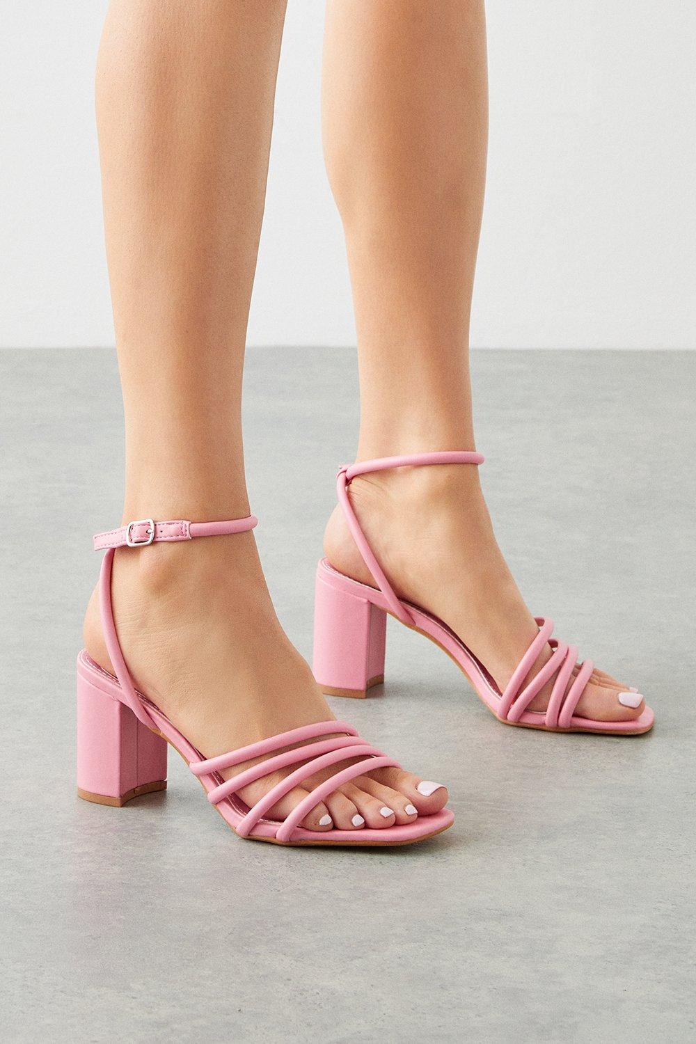 Women’s Faith: Eliza Tubular Block Heeled Sandals - pink - 6