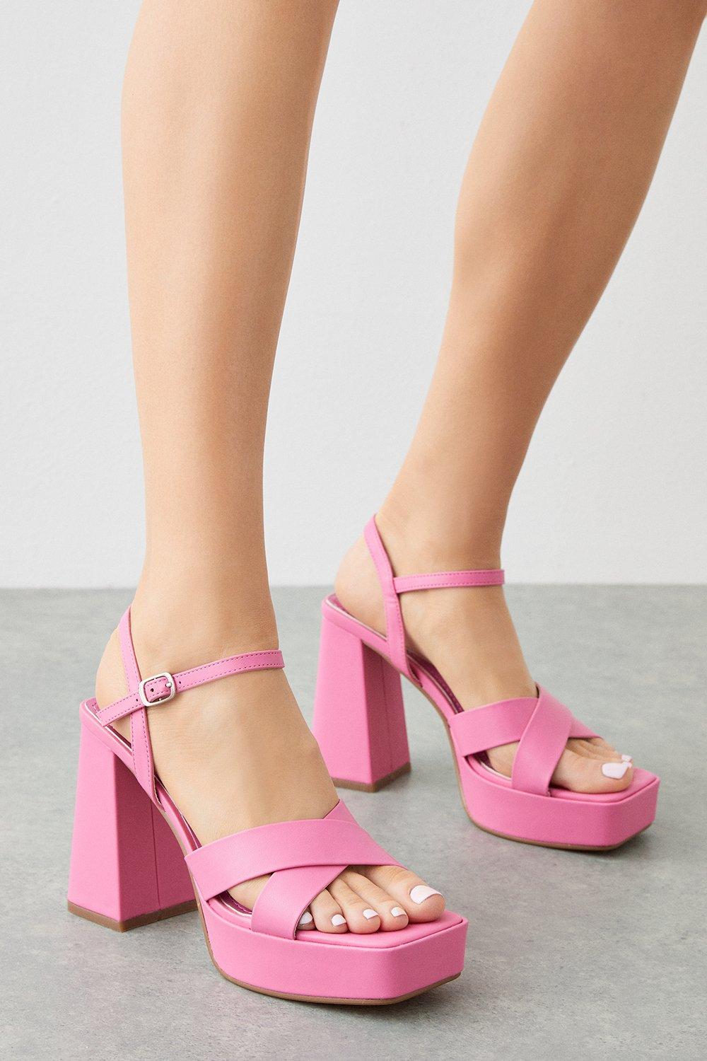Women’s Tia Cross Strap Platform Heel Sandals - pink - 3