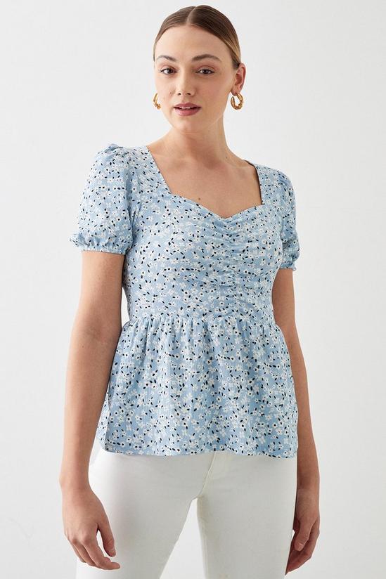 Dorothy Perkins Ditsy Printed Sweetheart Ruched Top 1