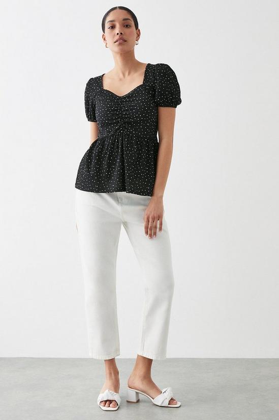 Dorothy Perkins Spot Printed Sweetheart Ruched Top 1