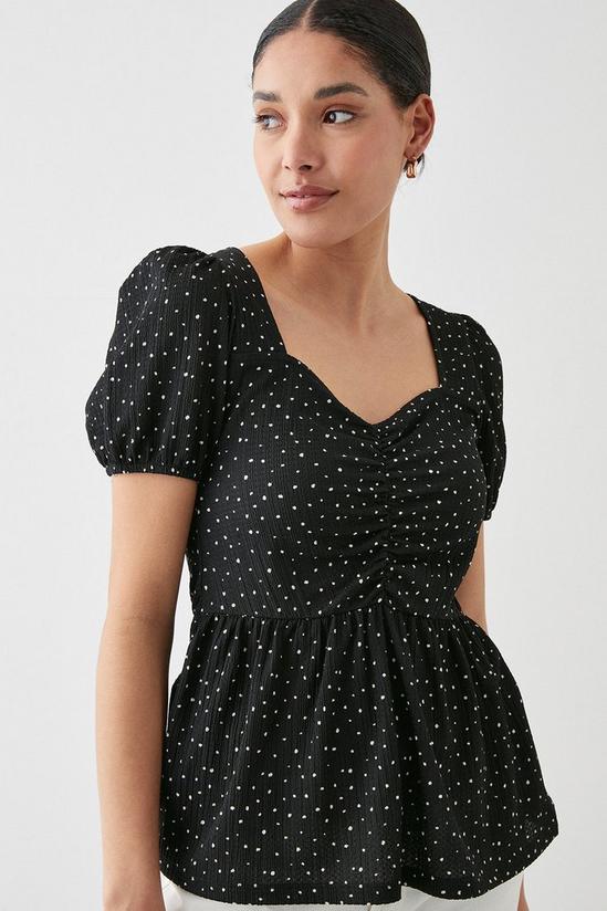 Dorothy Perkins Spot Printed Sweetheart Ruched Top 2