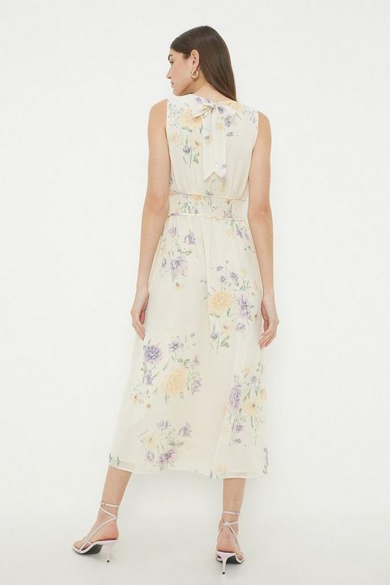 Dorothy Perkins Ivory Floral Chiffon Shirred Waist Midi Dress 3
