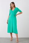 Dorothy Perkins Green Wrap Short Sleeve Midi Dress thumbnail 1